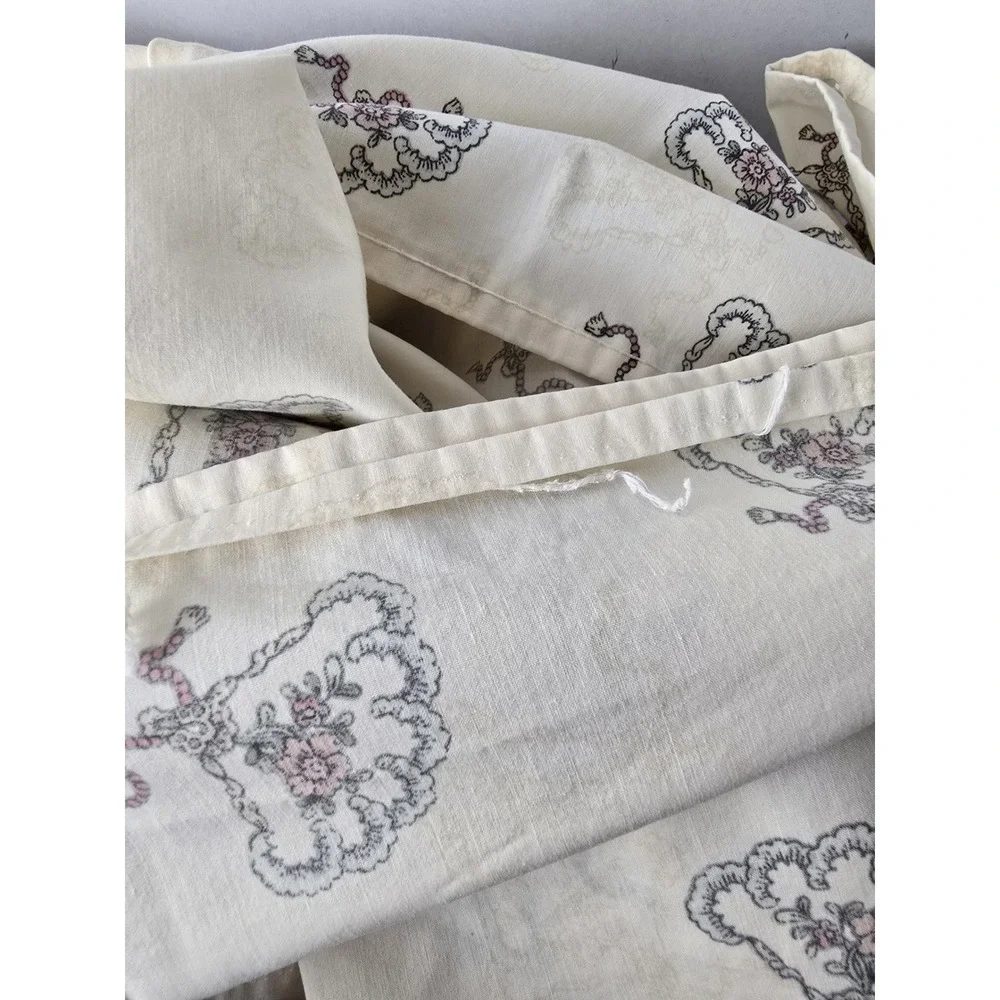 Louis Nichole Pompadour Victorian Fan Lace King Flat Sheet Cottage Shabby - Flaw